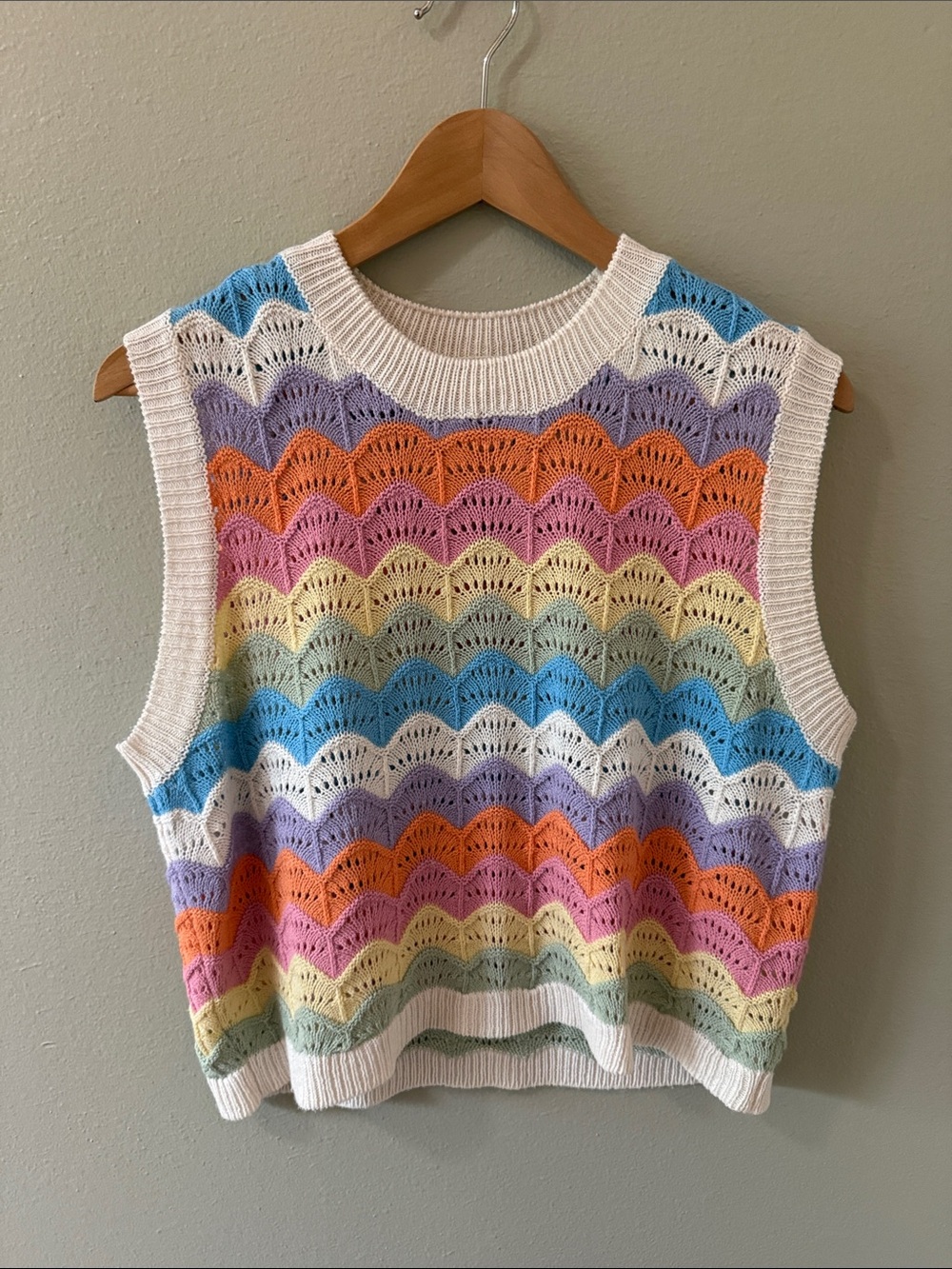 Pastel Rainbow Crochet Muscle Tee - Multicolor